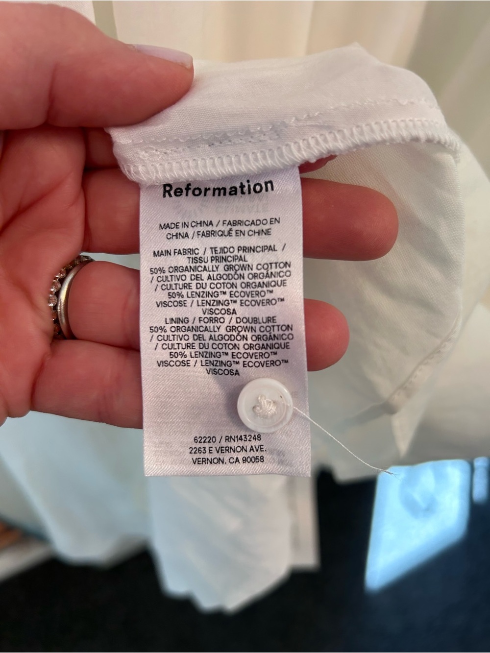 Reformation Ketra White Lace-Trim Button-Front dress - size 12 - Picture 9 of 9